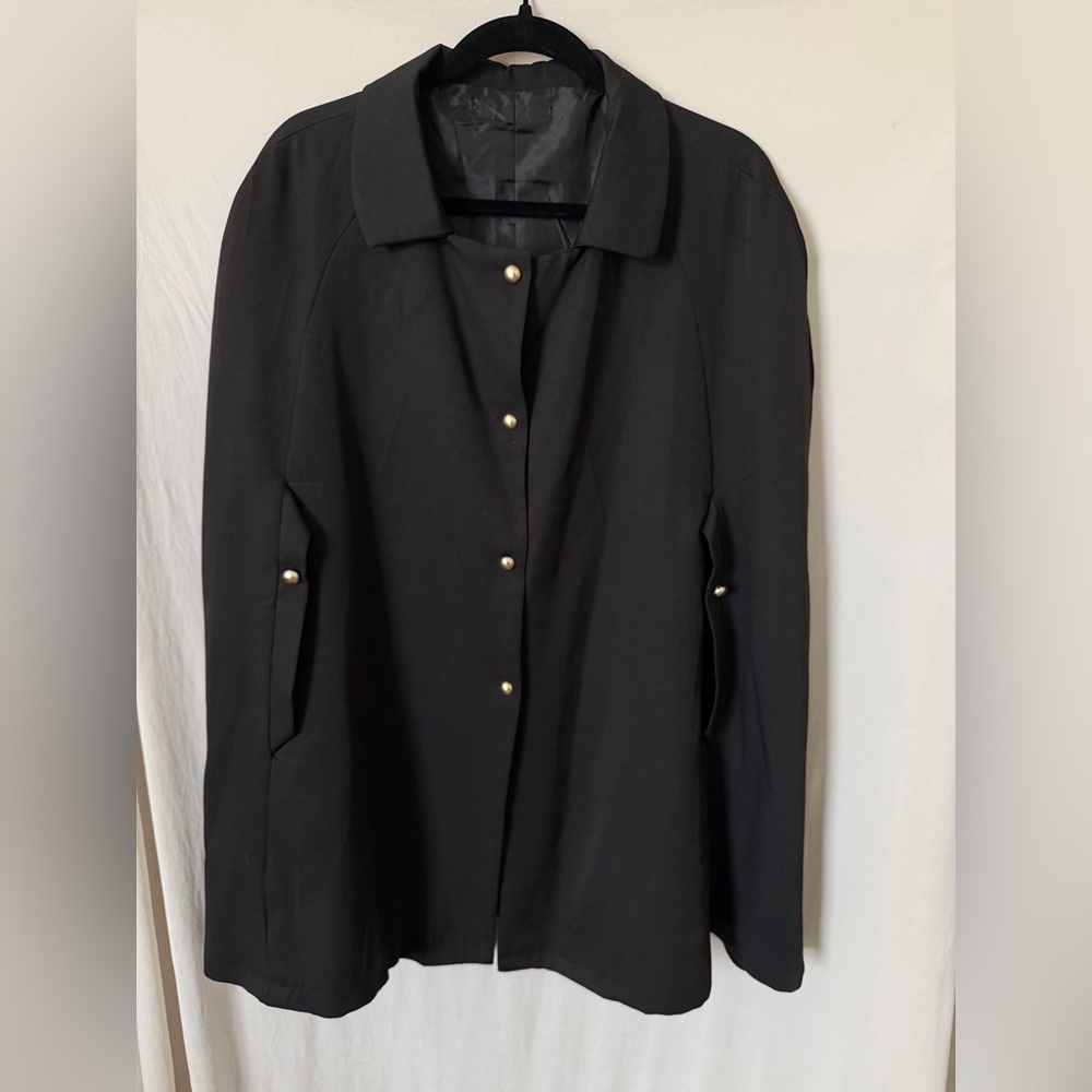 Source Unknown Black Cape Jacket with Gold Accents